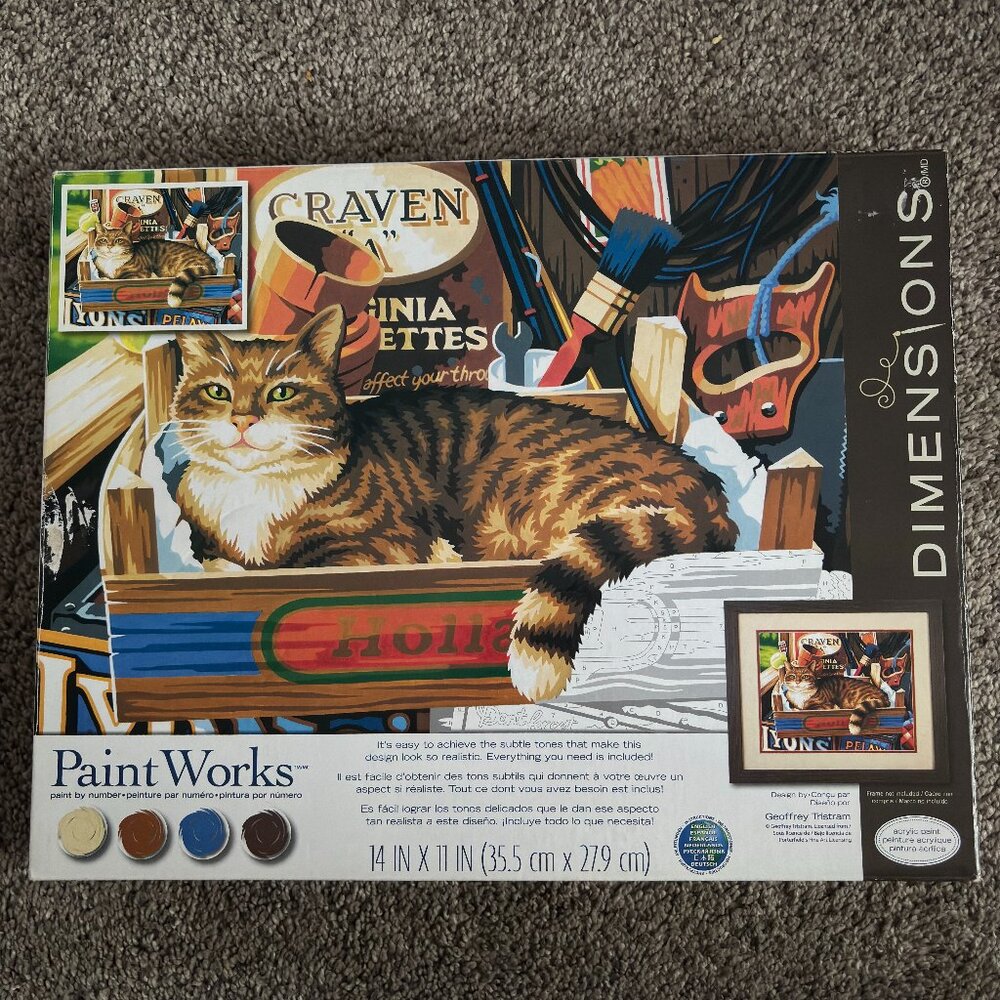 Dimensions Geoffrey Tristram Acrylic Paint By Number Cat Signs Set Sealed 14x11"